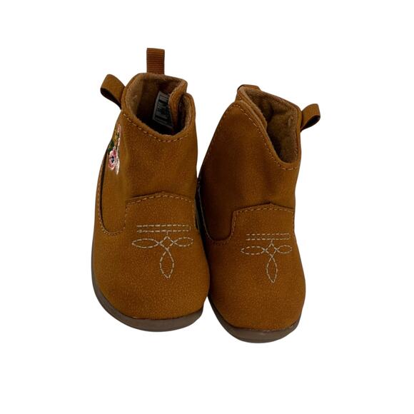 Carters Boots Sunnie Every Step Size 2M Western Floral Embroidered Brown Cowgirl - Picture 3 of 8